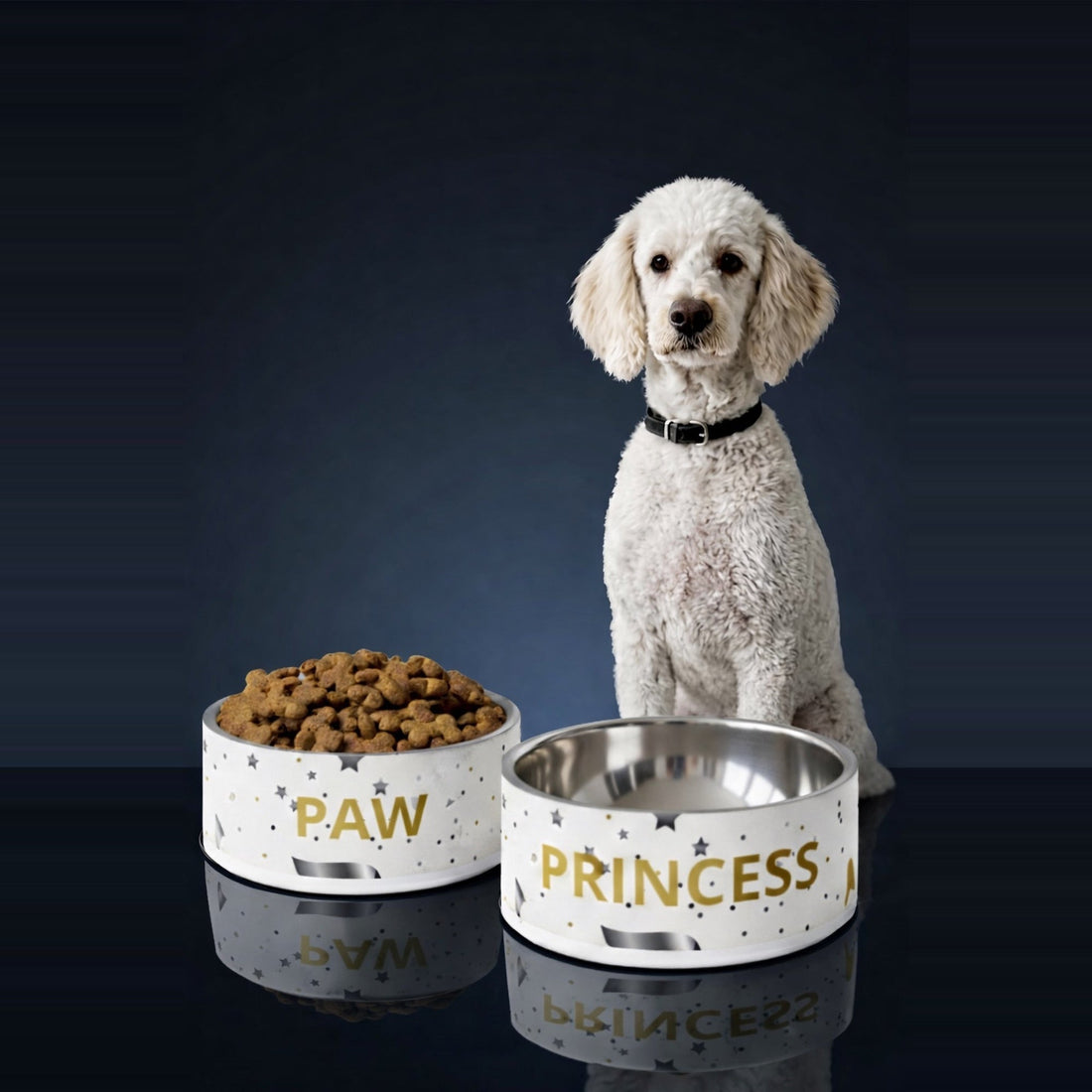 Dog Bowl stainless steel ivory whisperer abstract patterns 18 oz., Paw Princess Inscribed