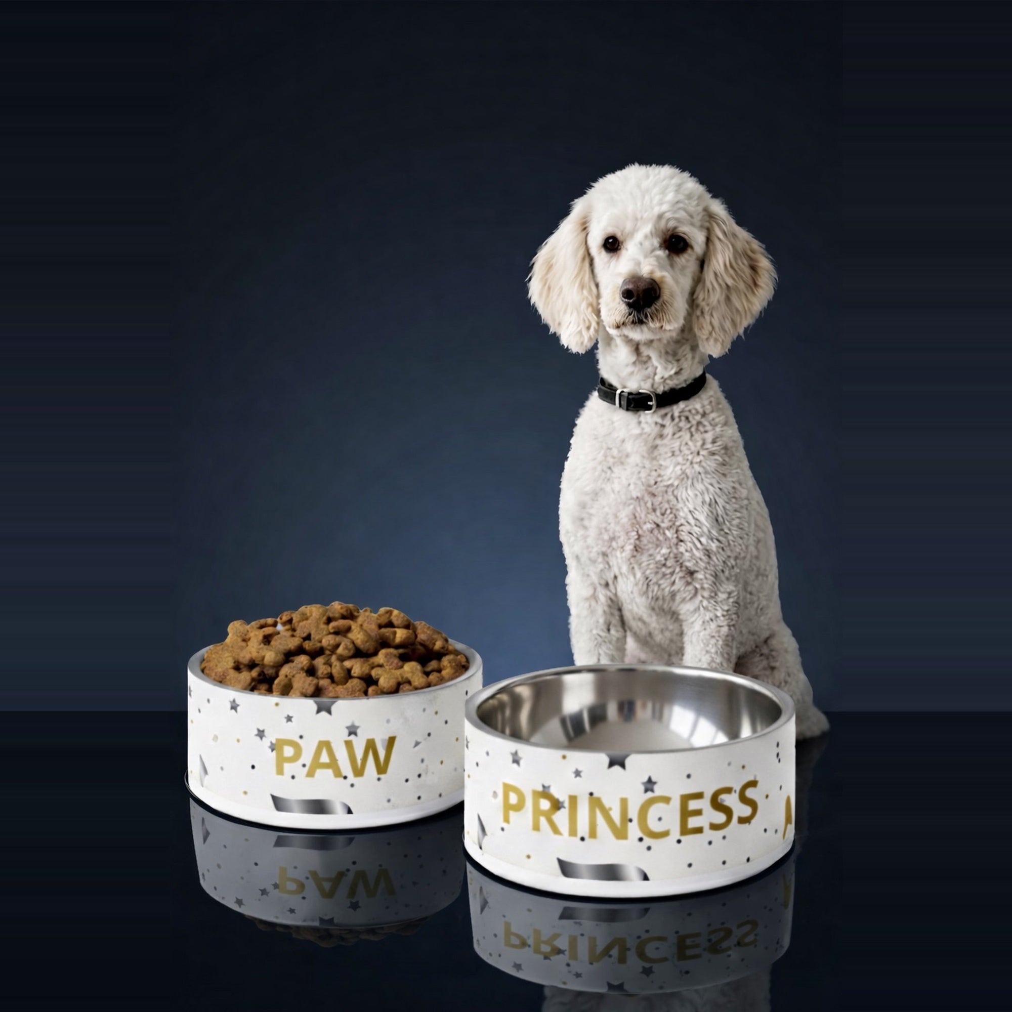 Dog Bowl stainless steel ivory whisperer abstract patterns 18 oz., Paw Princess Inscribed