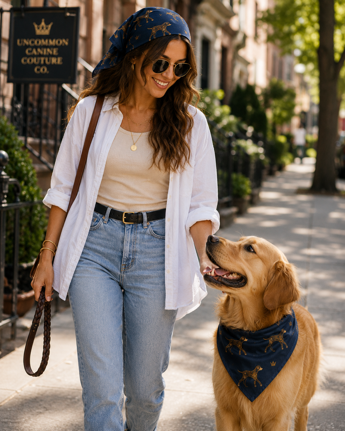 Uncommon Luxe Navy & Gold Dog and Pup Parents Matching Bandana