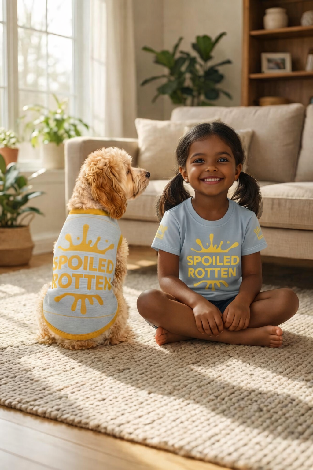 Spoiled Rotten Kids T-Shirt -  Splash, Size 2T-7, Gray and Gold matching set.