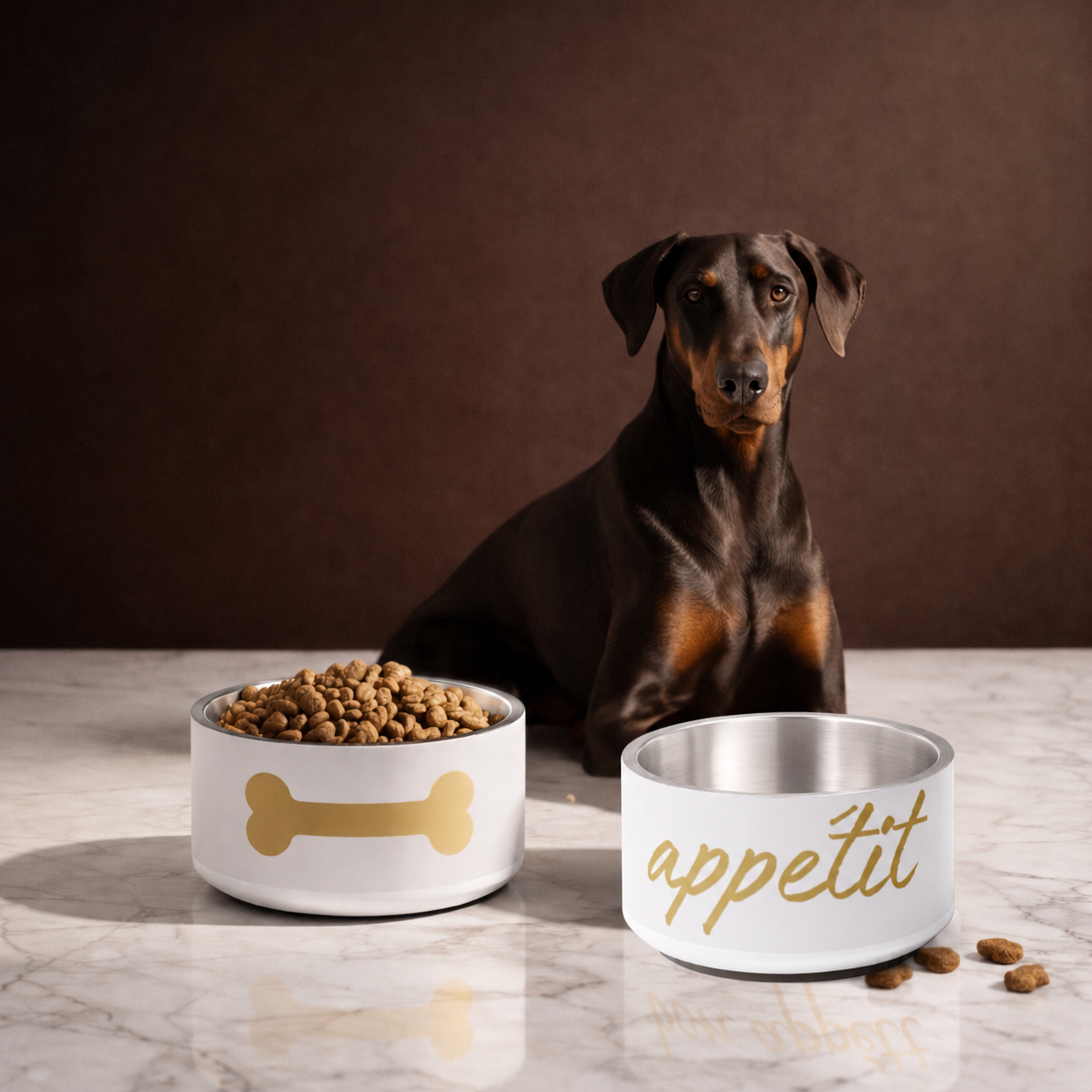 Bone Appetite Luxury Dog Bowl Stainless Steel Set 18 oz.