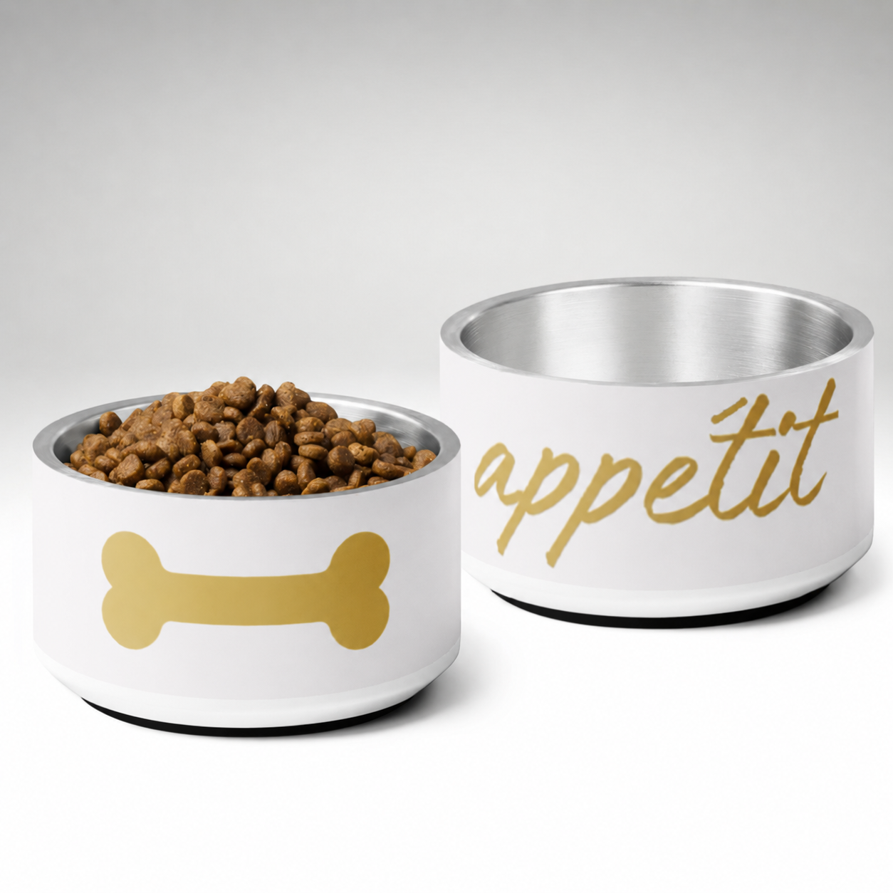 Bone Appetite Luxury Dog Bowl Stainless Steel Set 18 oz.