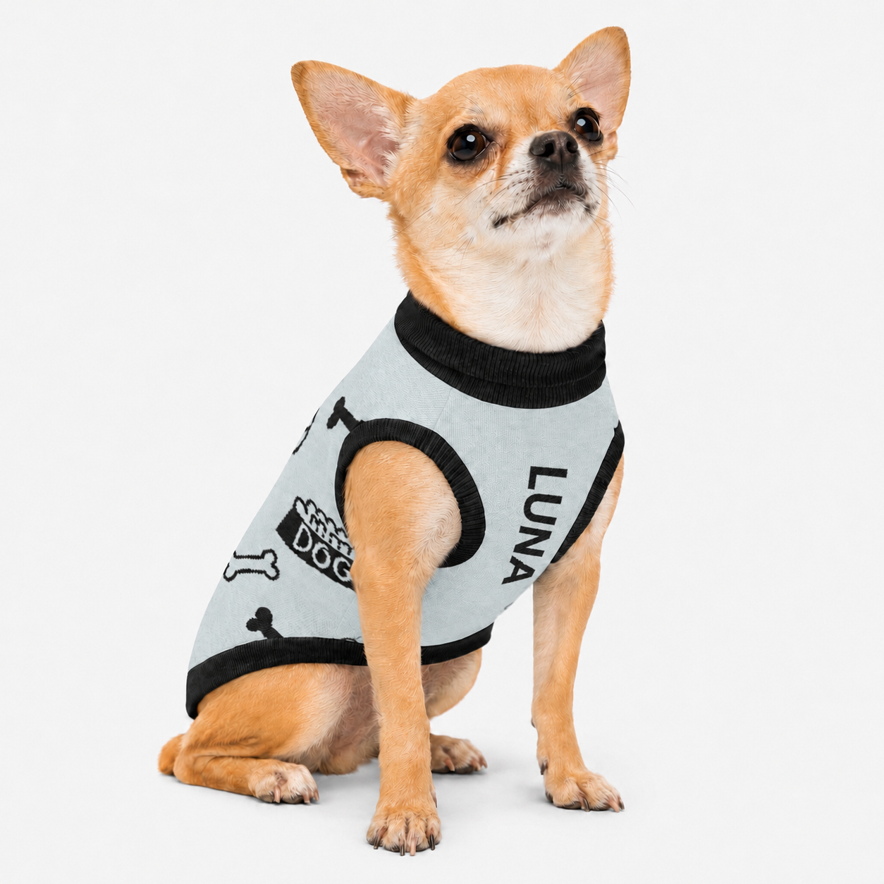 Uncommon Classic Luxe Icon
Pattern -Personalized Dog
Sweater Powder & Black 2xs - 2XI