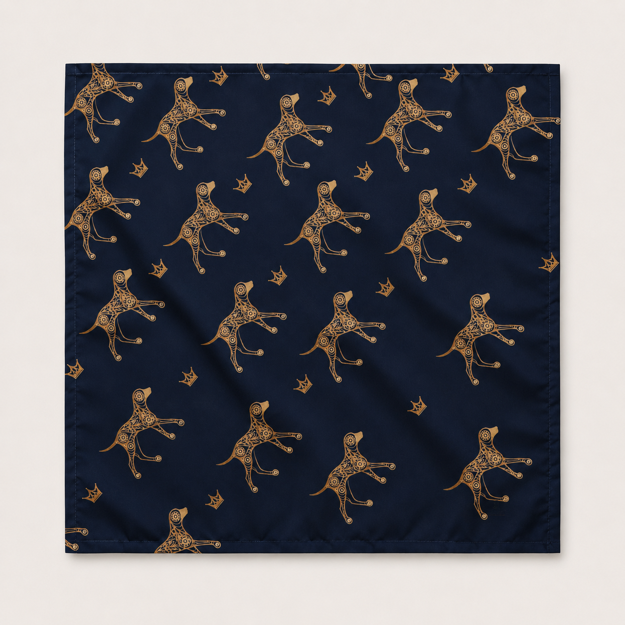 Luxe Matching Bandana, Dog Illustration - Crown, Navy and Gold, S, M & L