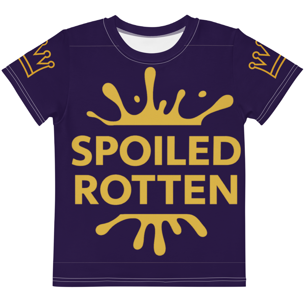 Personalized Dog sweater, Blue and Gold, Splashes with “SPOILED ROTTEN”, 2XL