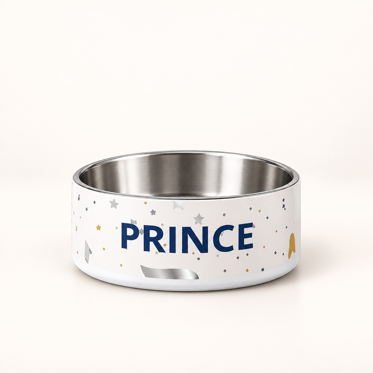 Luxury Stainless Steel Dog Bowl Navy, Paw Prince, 18 oz.