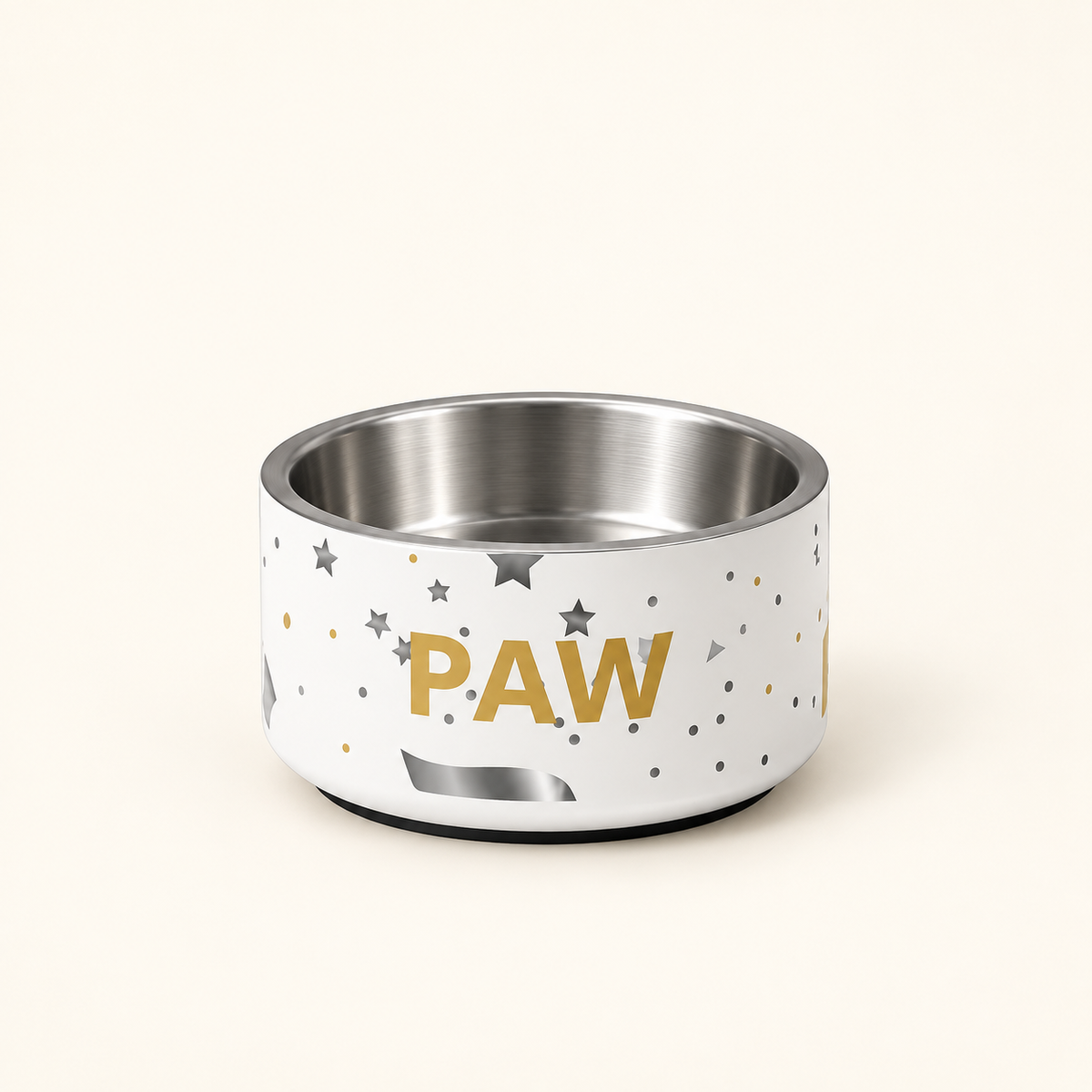 Luxury Stainless Steel Dog Bowl, Gold PAW, 18 and 32 oz.