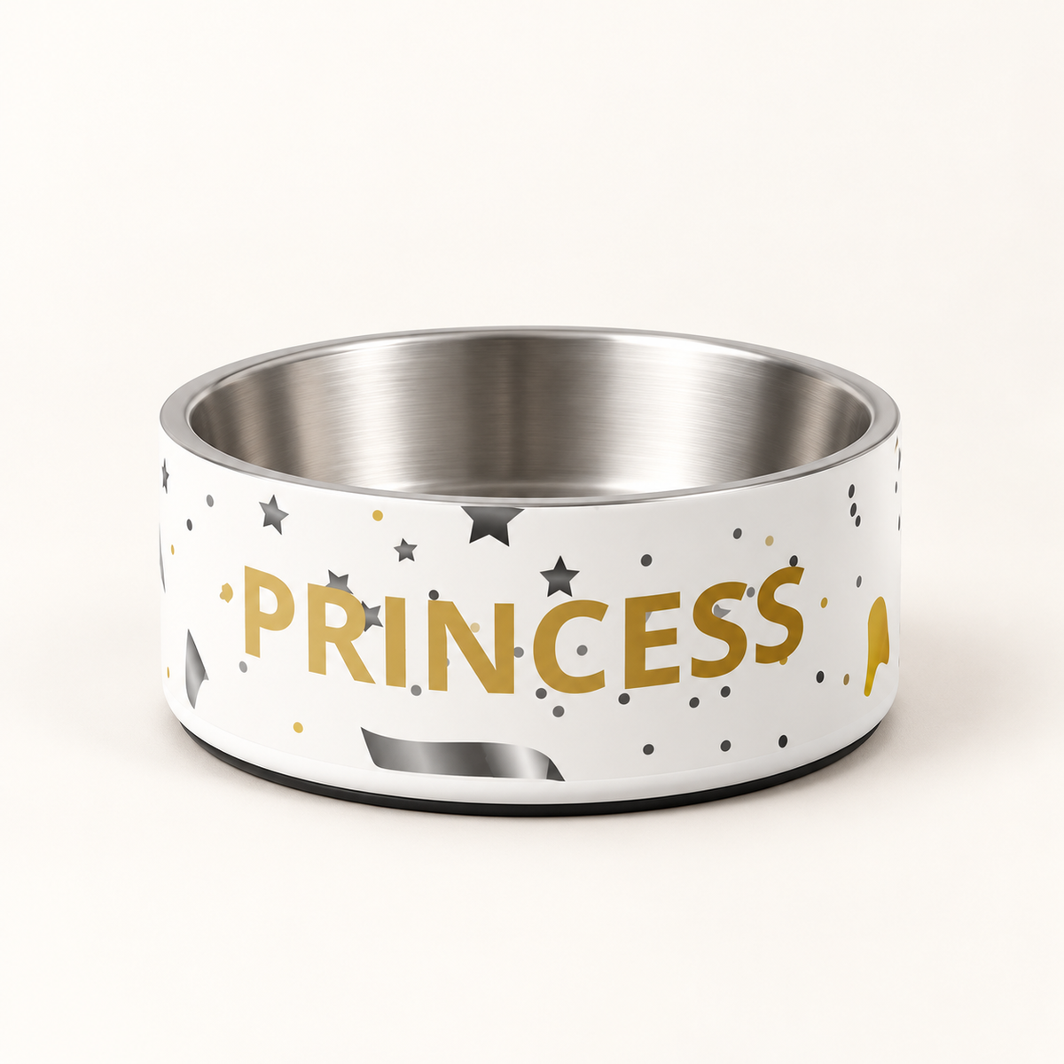 Luxury Stainless Steel Dog Bowl – Gold Princess, 18 oz & 32 oz