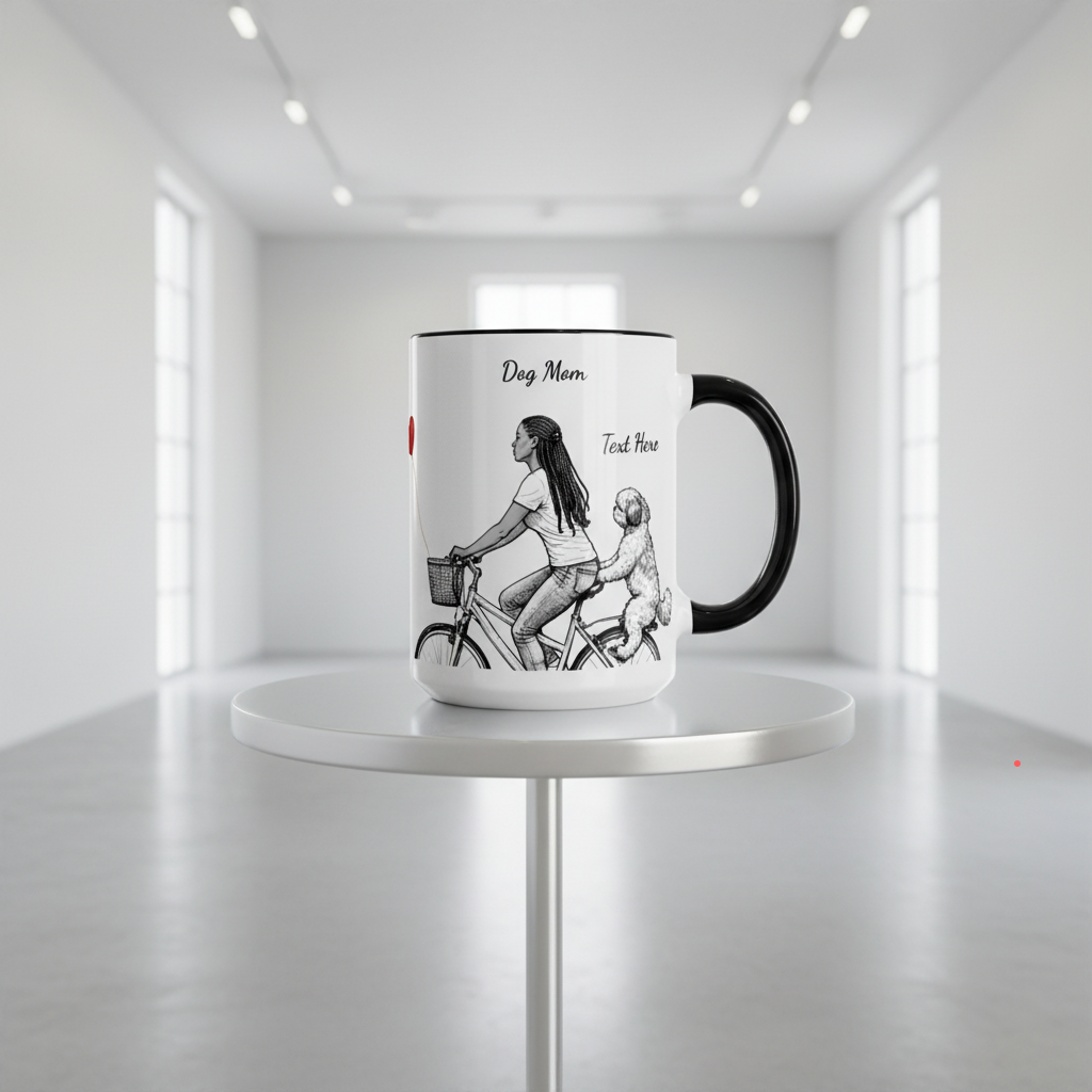 Personalized Dog Mom Bicycle Mug 15 oz.
