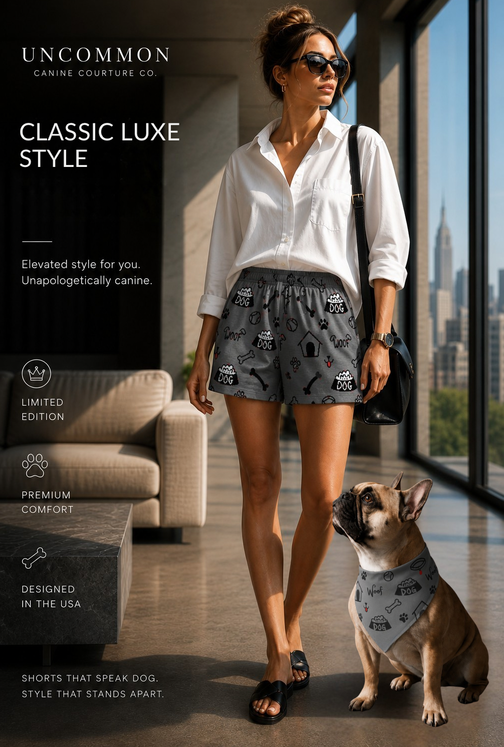 Uncommon Classic Luxe Icon Dog Collar- Gray S, L, & XL