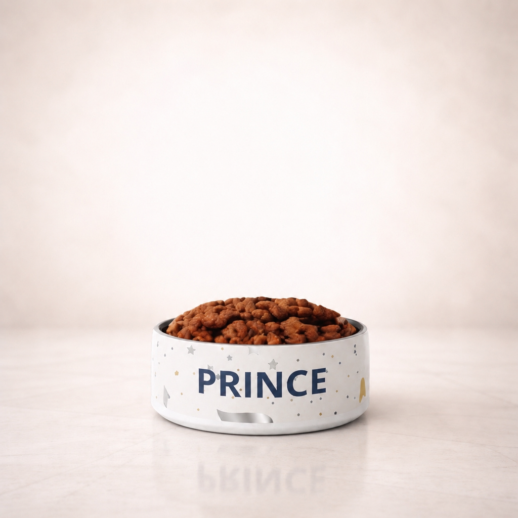 Luxury Stainless Steel Dog Bowl, Modern, “PRINCE”, 18 and 32 oz.