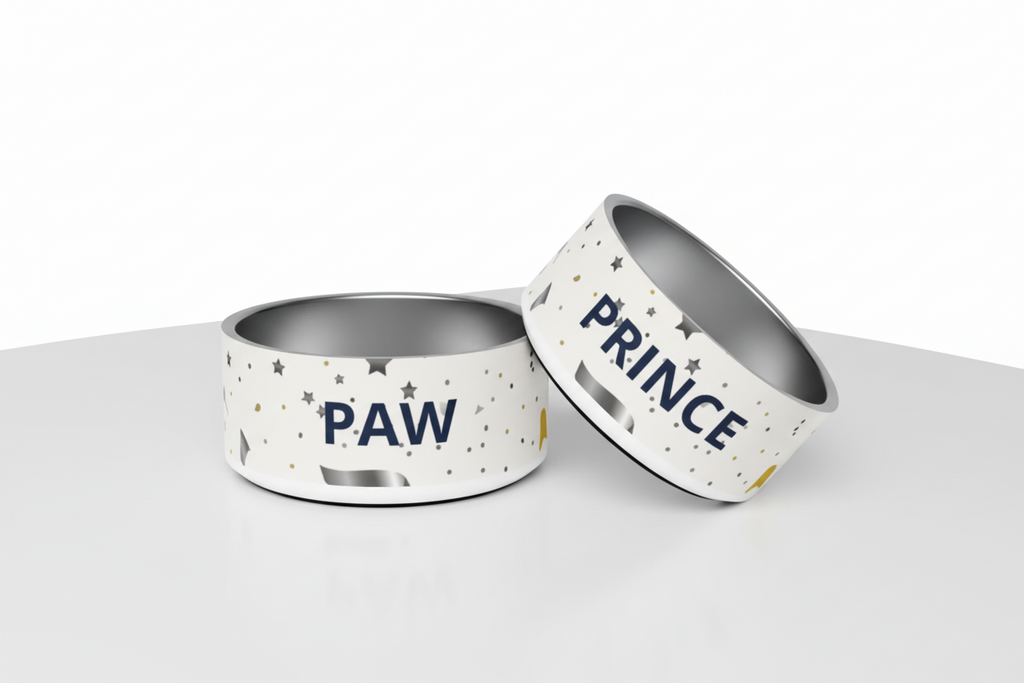 Luxury Stainless Steel Dog Bowl, Modern, “PRINCE”, 18 and 32 oz.