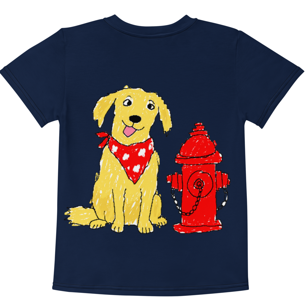 Kids Fire Hydrant Dog Lover T-Shirt – Deep Navy, 2T - 7
