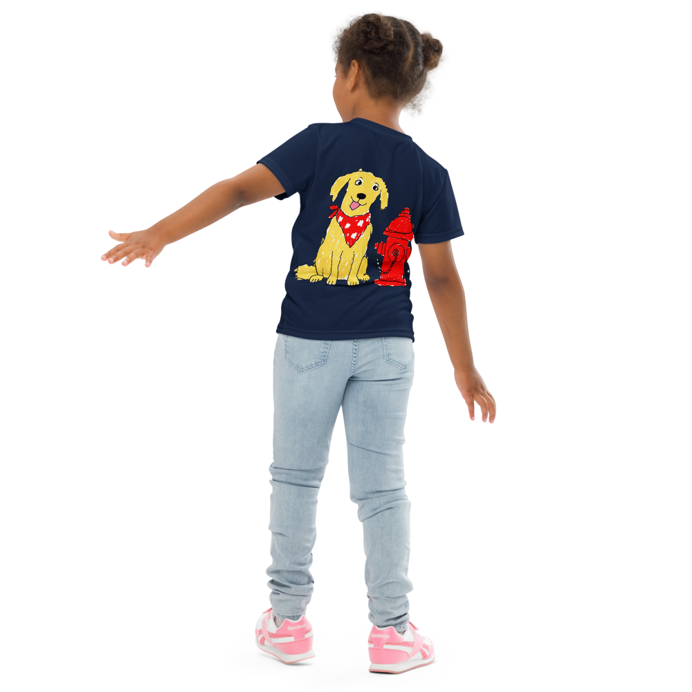 Kids Fire Hydrant Dog Lover T-Shirt – Deep Navy, 2T - 7