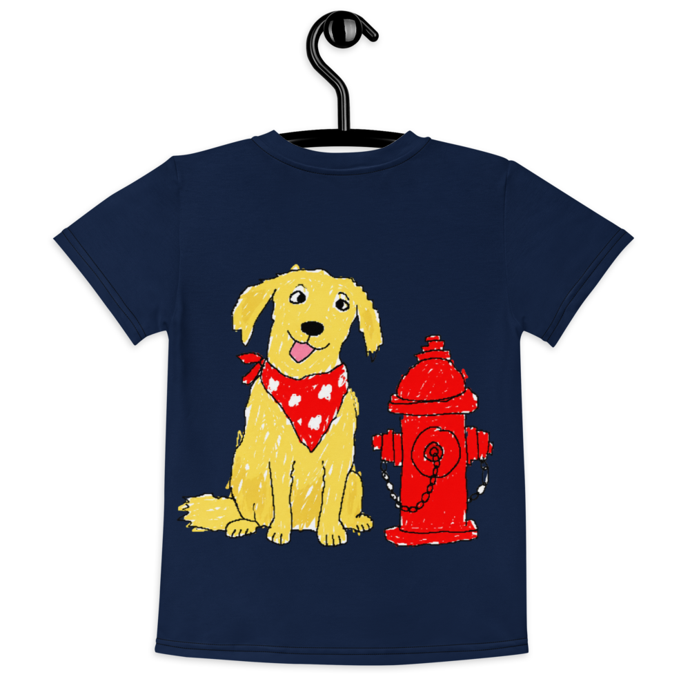 Kids Fire Hydrant Dog Lover T-Shirt – Deep Navy, 2T - 7