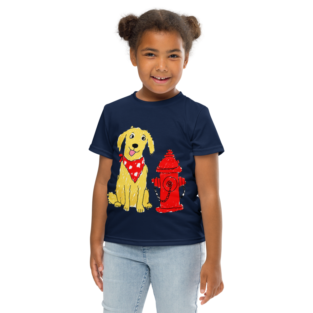 Kids Fire Hydrant Dog Lover T-Shirt – Deep Navy, 2T - 7