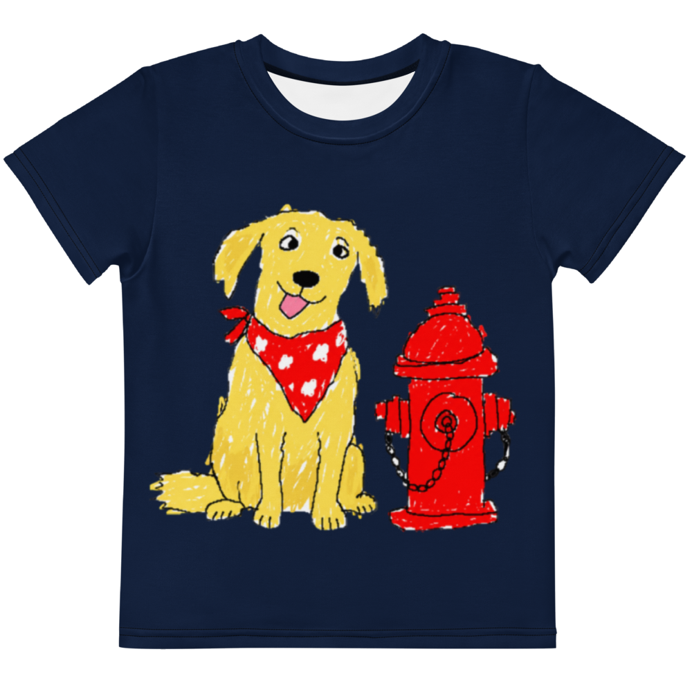 Kids Fire Hydrant Dog Lover T-Shirt – Deep Navy, 2T - 7