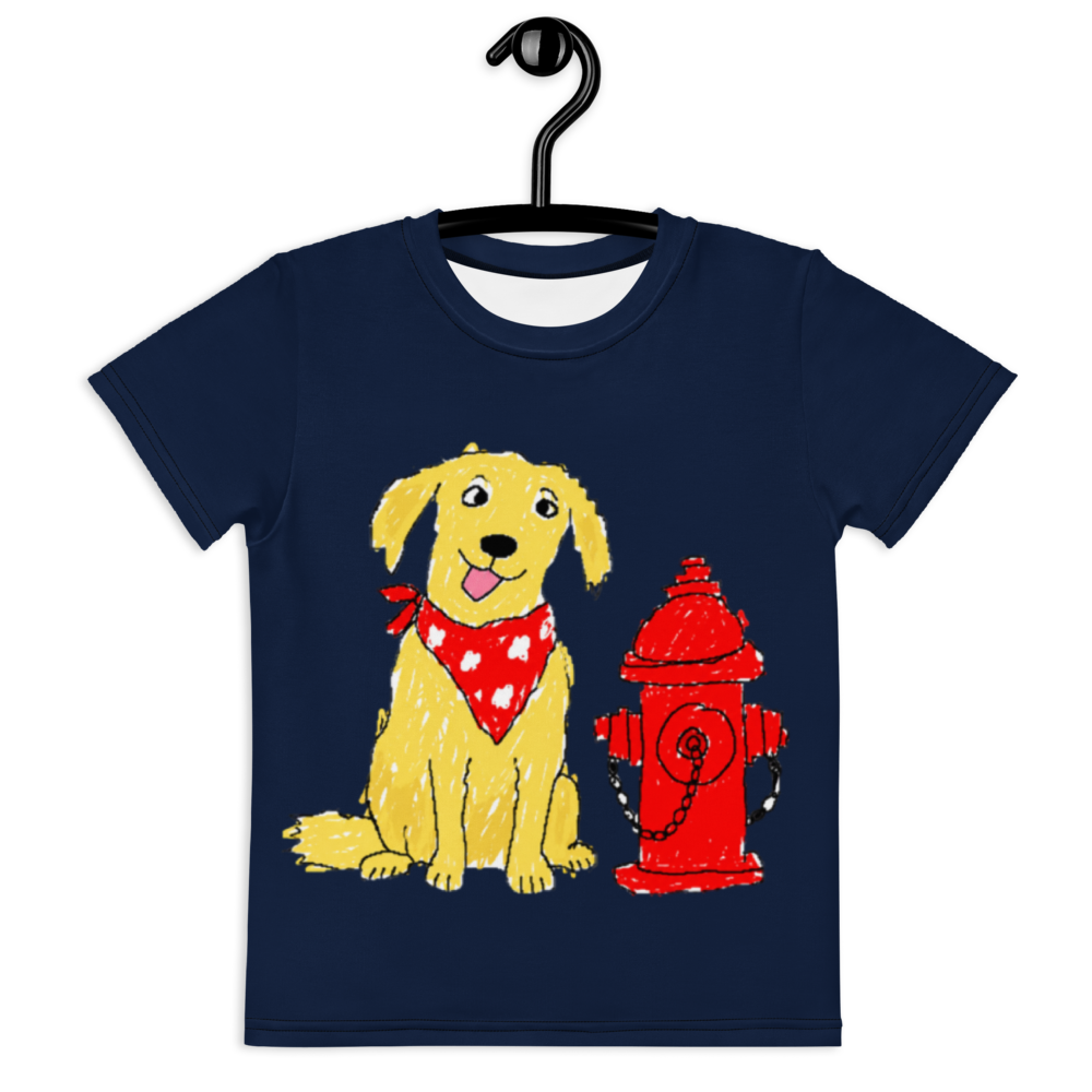 Kids Fire Hydrant Dog Lover T-Shirt – Deep Navy, 2T - 7
