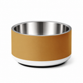 Champagne gold stainless steel dog bowl with a nonslip base, on a studio white background