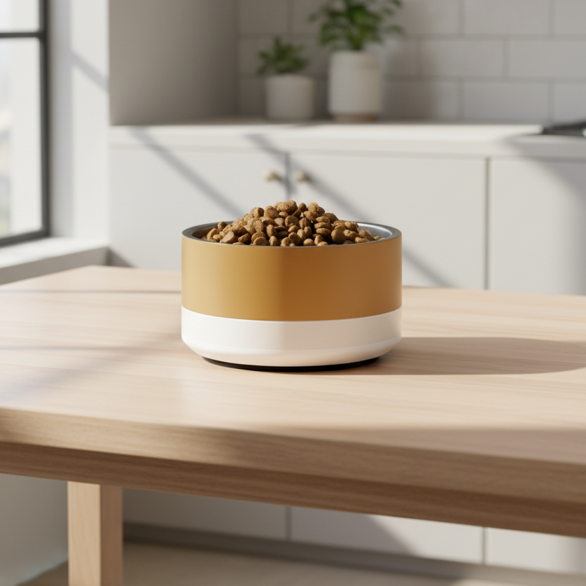 Classic Dog Bowl Stainless Steel - Champagne Gold / Ivory 18 oz