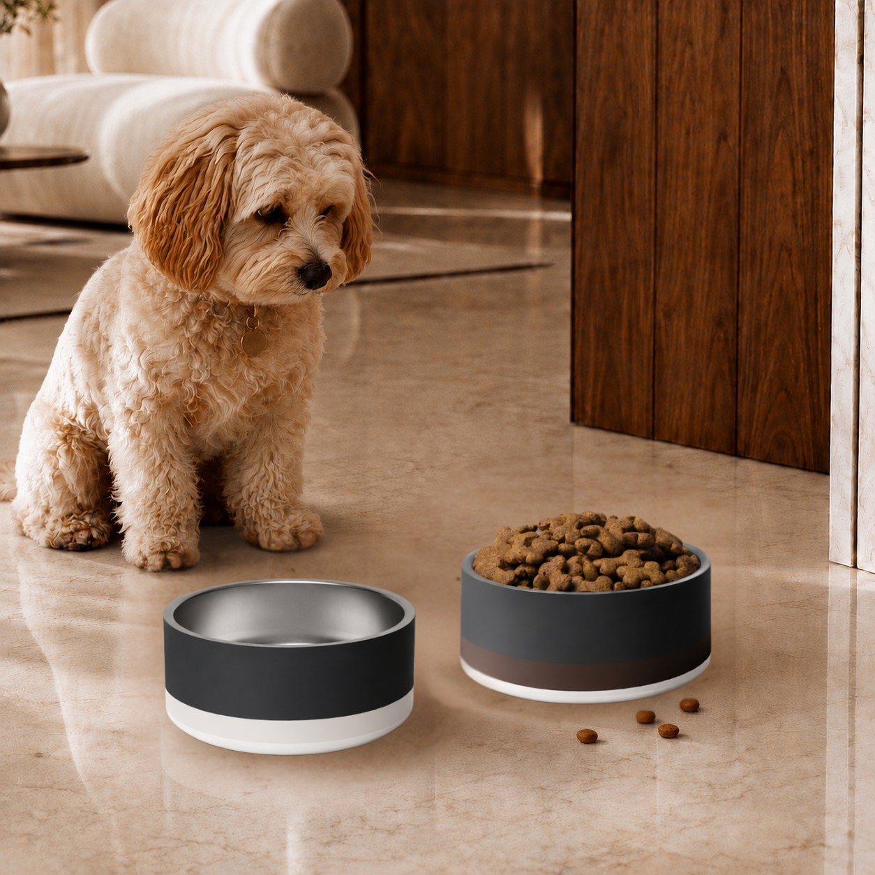 Uncommon Classic Dog Bowl Stainless Steel - Dark Charcoal /Espresso 18, 32 oz