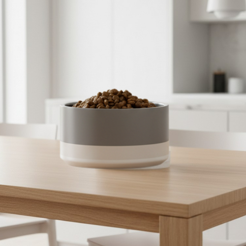 Classic Dog Bowl Stainless Steel - Soft Graphite / Ivory 18, 32 oz