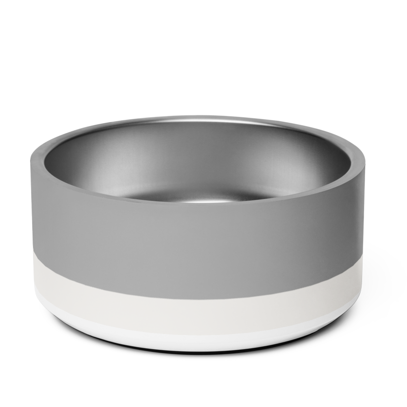 Classic Dog Bowl Stainless Steel - Soft Graphite / Ivory 18, 32 oz