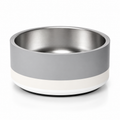 Premium two tone stripped soft graphite and ivory stainless steel 32 oz., with nonslip base, on a studio white background.