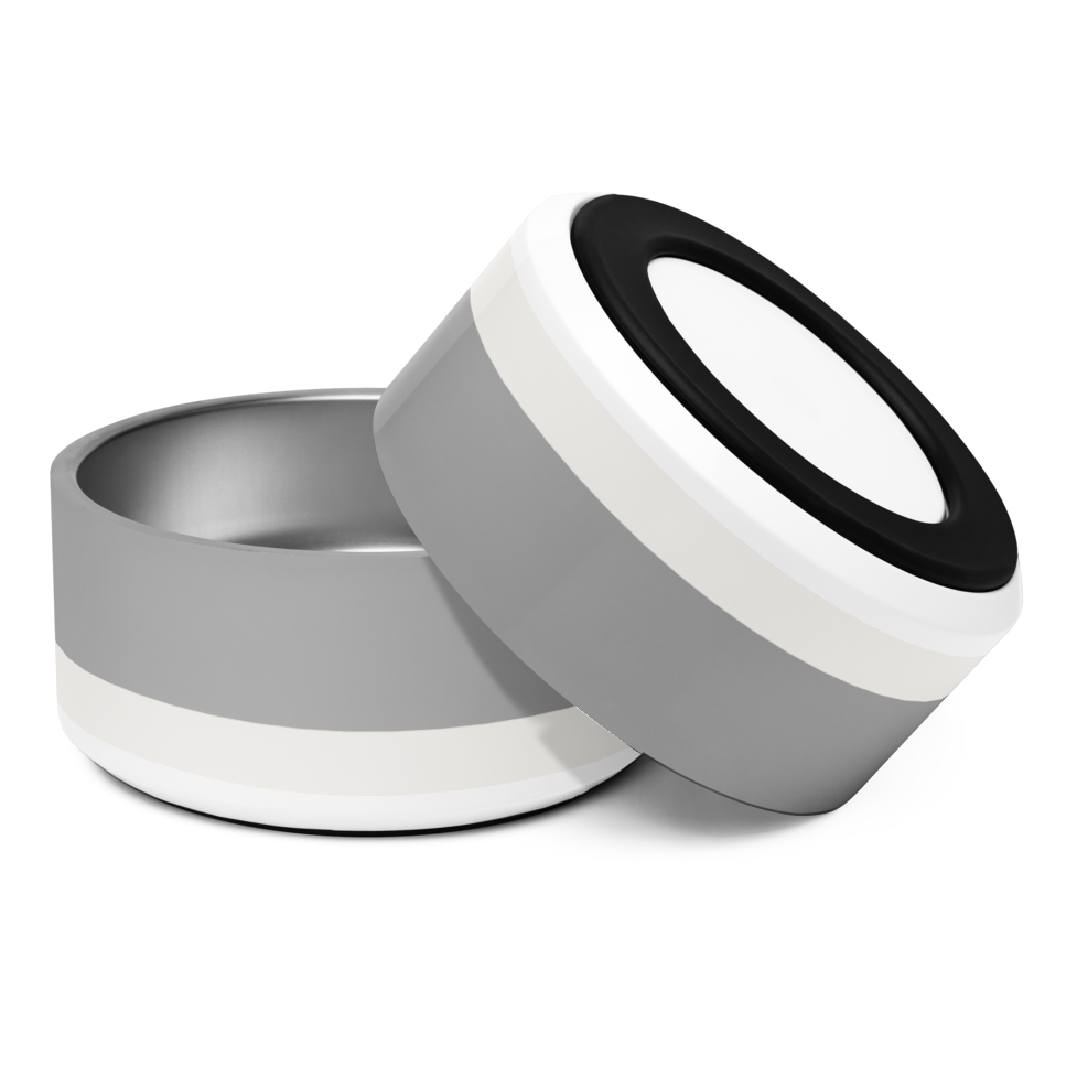 Classic Dog Bowl Stainless Steel - Soft Graphite / Ivory 18, 32 oz