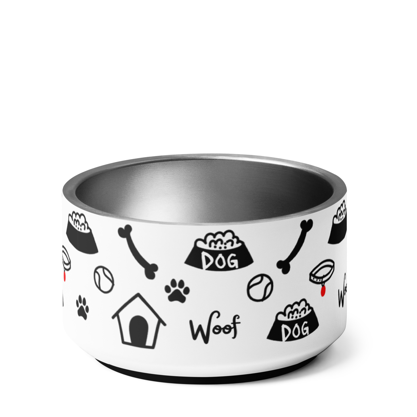 Uncommon Classic Luxe Icon White & Black Stainless Steel Dog Bowl 18 oz