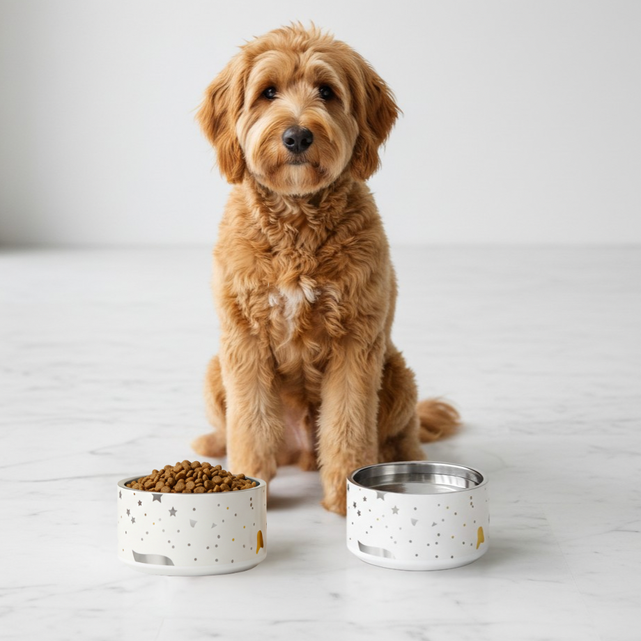 Custom Luxury Dog Bowl Stainless Steel, Modern Pattern 18 oz.