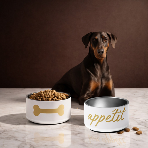 Bone Appetit luxury stainless steel dog bowl food and water bowl set 18 oz anti-slip base