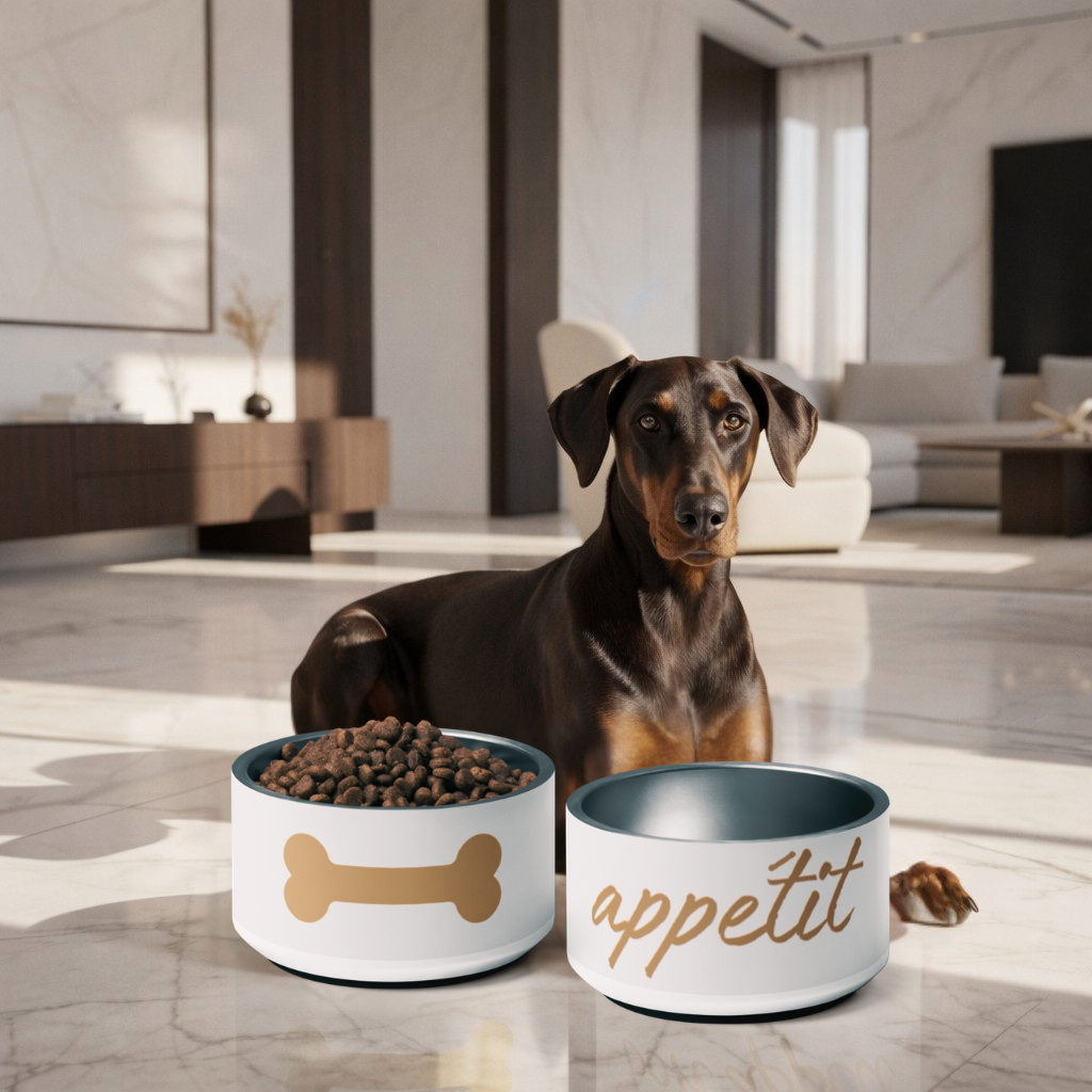 Bone Appetit luxury stainless steel dog bowl food and water bowl set 18 oz anti-slip base