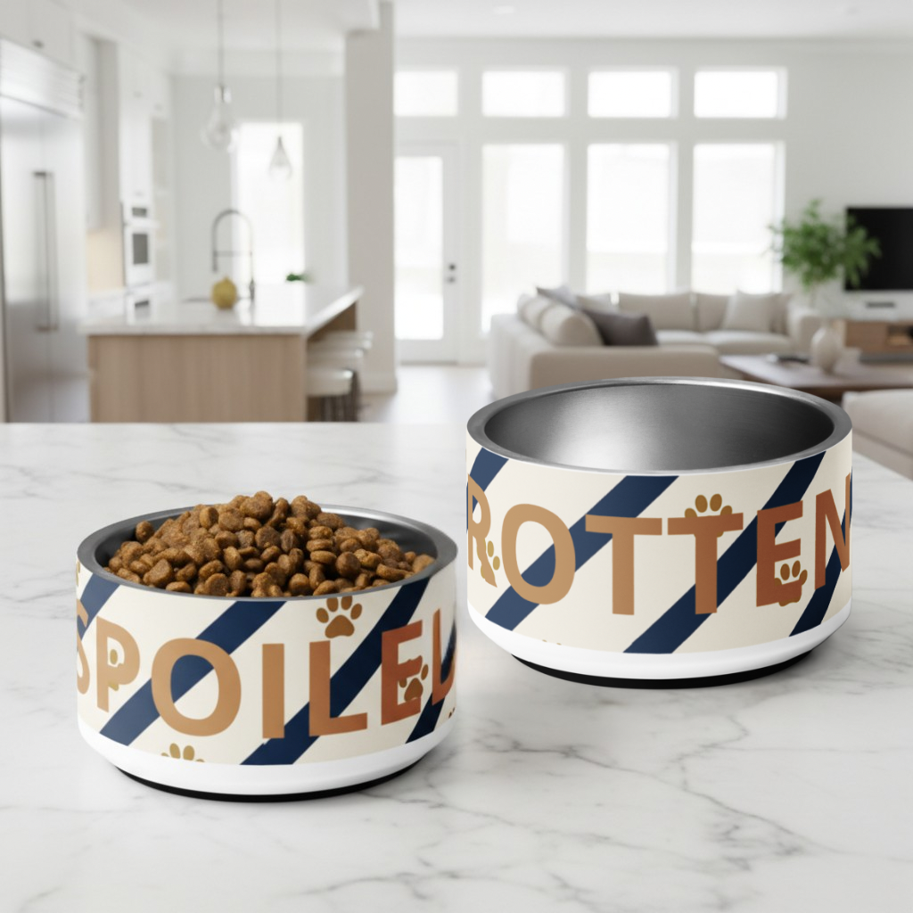 Spoiled Rotten luxury stainless steel dog bowl food and water bowl set 18 oz with anti-slip base
