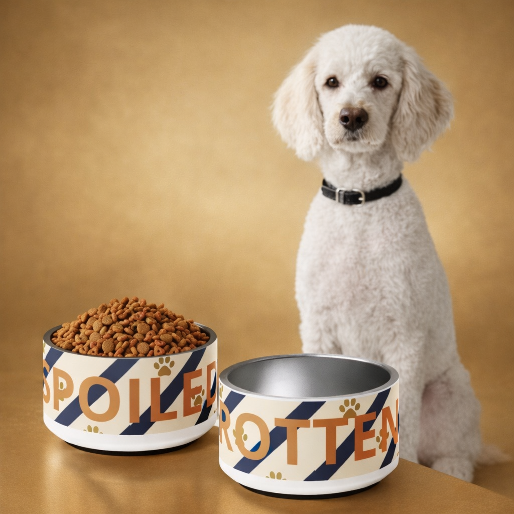 Spoiled Rotten luxury stainless steel dog bowl food and water bowl set 18 oz with anti-slip base