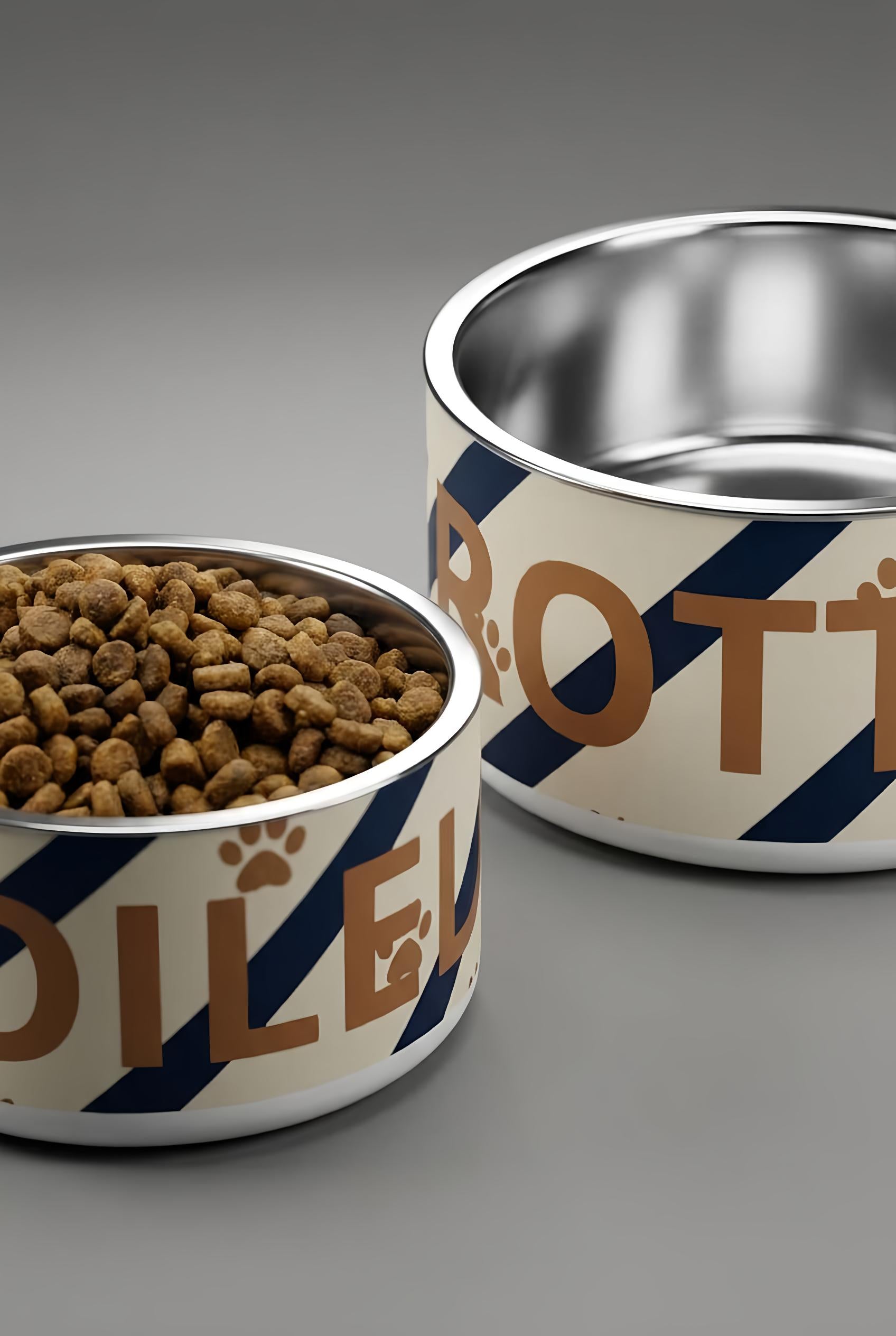Spoiled Rotten luxury stainless steel dog bowl food and water bowl set 18 oz with anti-slip base