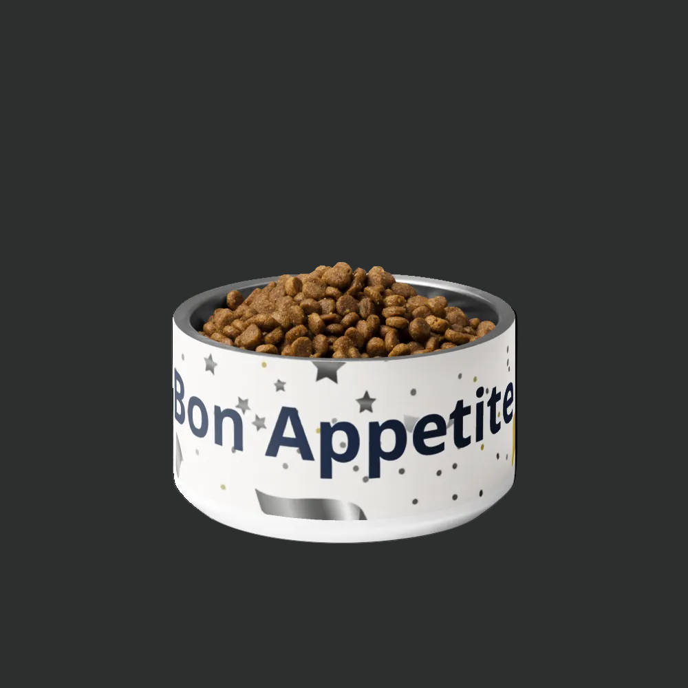 Custom Dog Bowl Modern Pattern Bon Appetite, 18 and 32 oz.