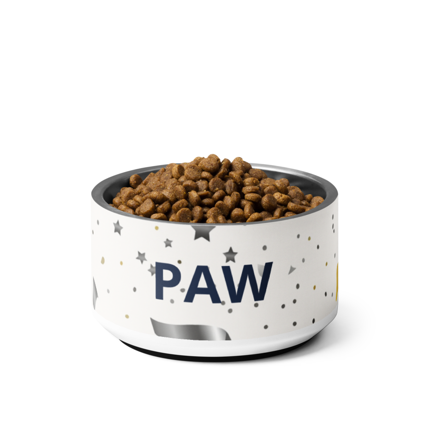 Luxury Stainless Steel Dog Bowl Navy, Paw Prince, 18 oz.