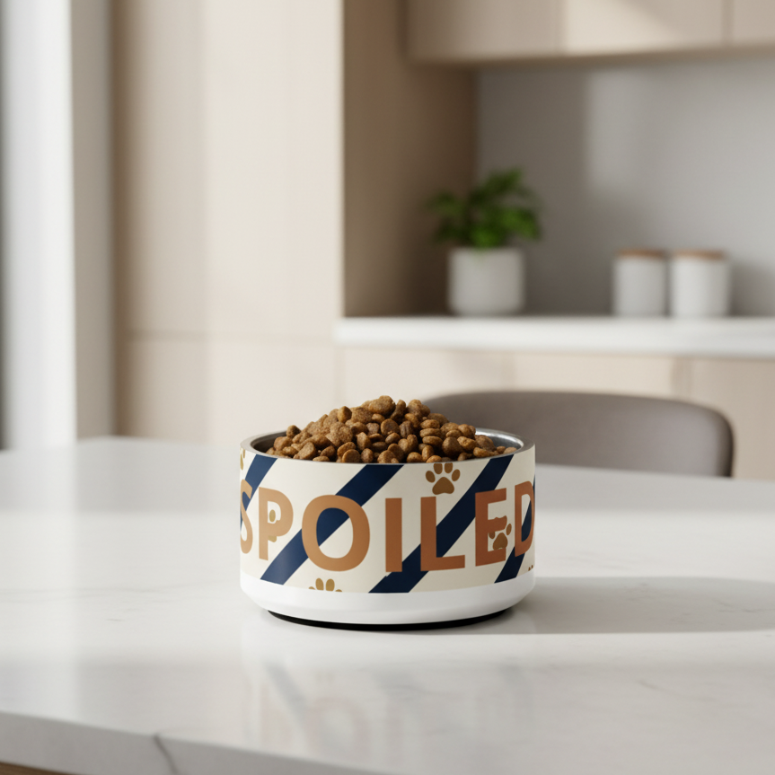 Luxury Stainless Steel Dog Bowl - Spoiled Rotten,18 oz