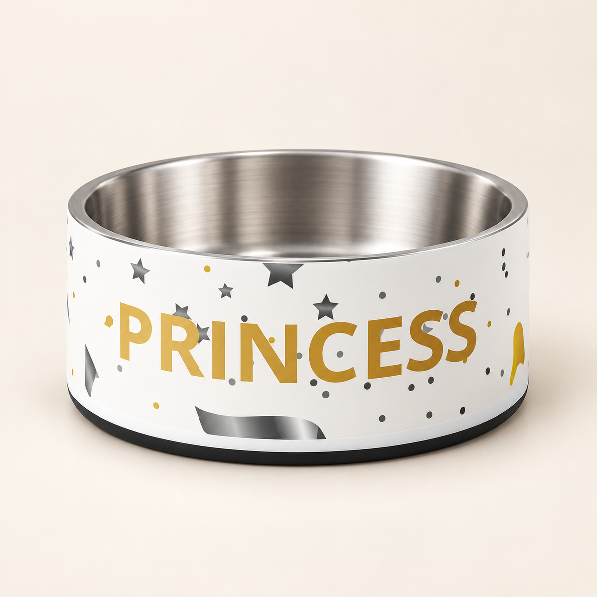 Luxury Stainless Steel Dog Bowl – Gold Princess, 18 oz & 32 oz
