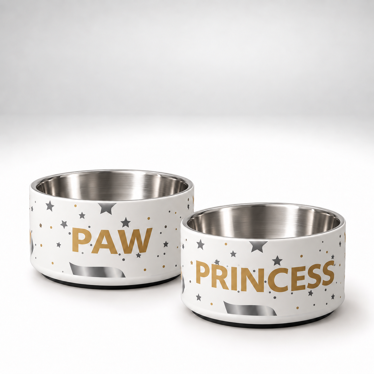 Luxury Stainless Steel Dog Bowls. Paw Princess, 18 oz