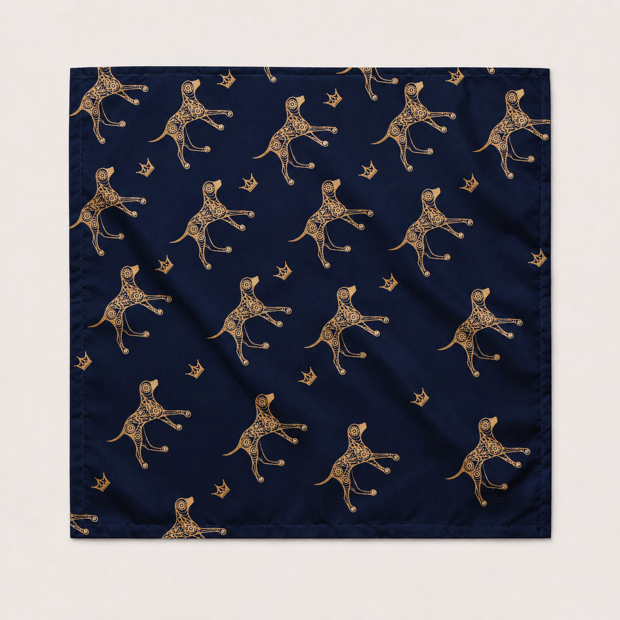 Luxe Matching Bandana, Dog Illustration - Crown, Navy and Gold, S, M & L