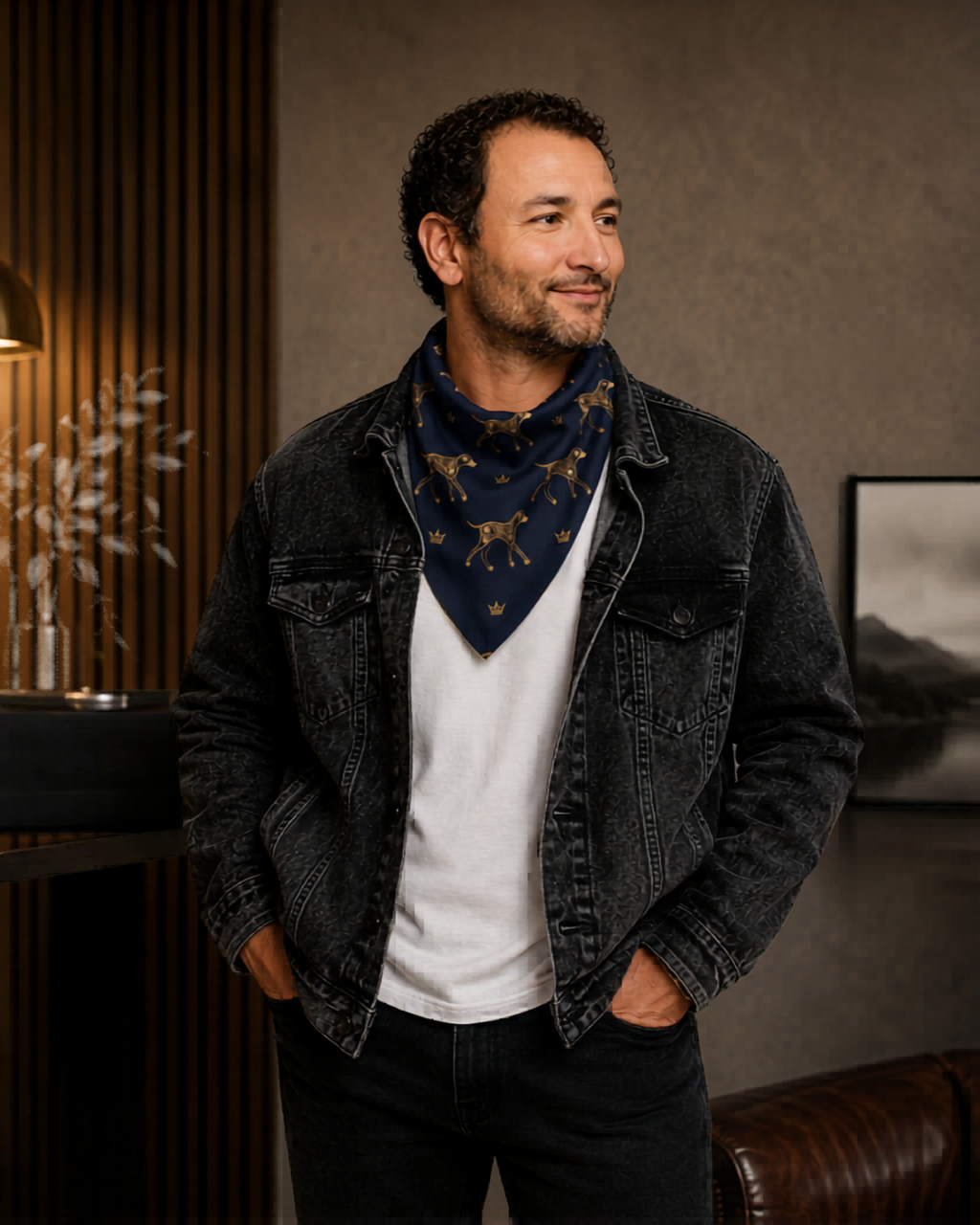 Uncommon Luxe Navy & Gold Dog and Pup Parents Matching Bandana