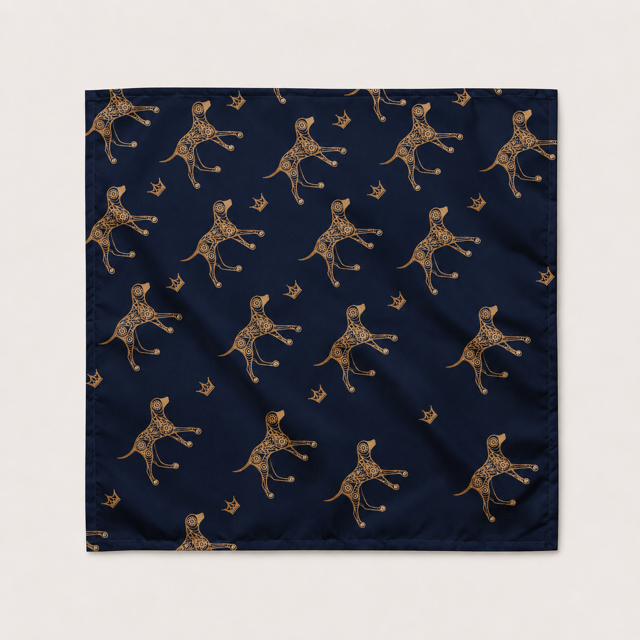 Luxe Matching Bandana, Dog Illustration - Crown, Navy and Gold, S, M & L