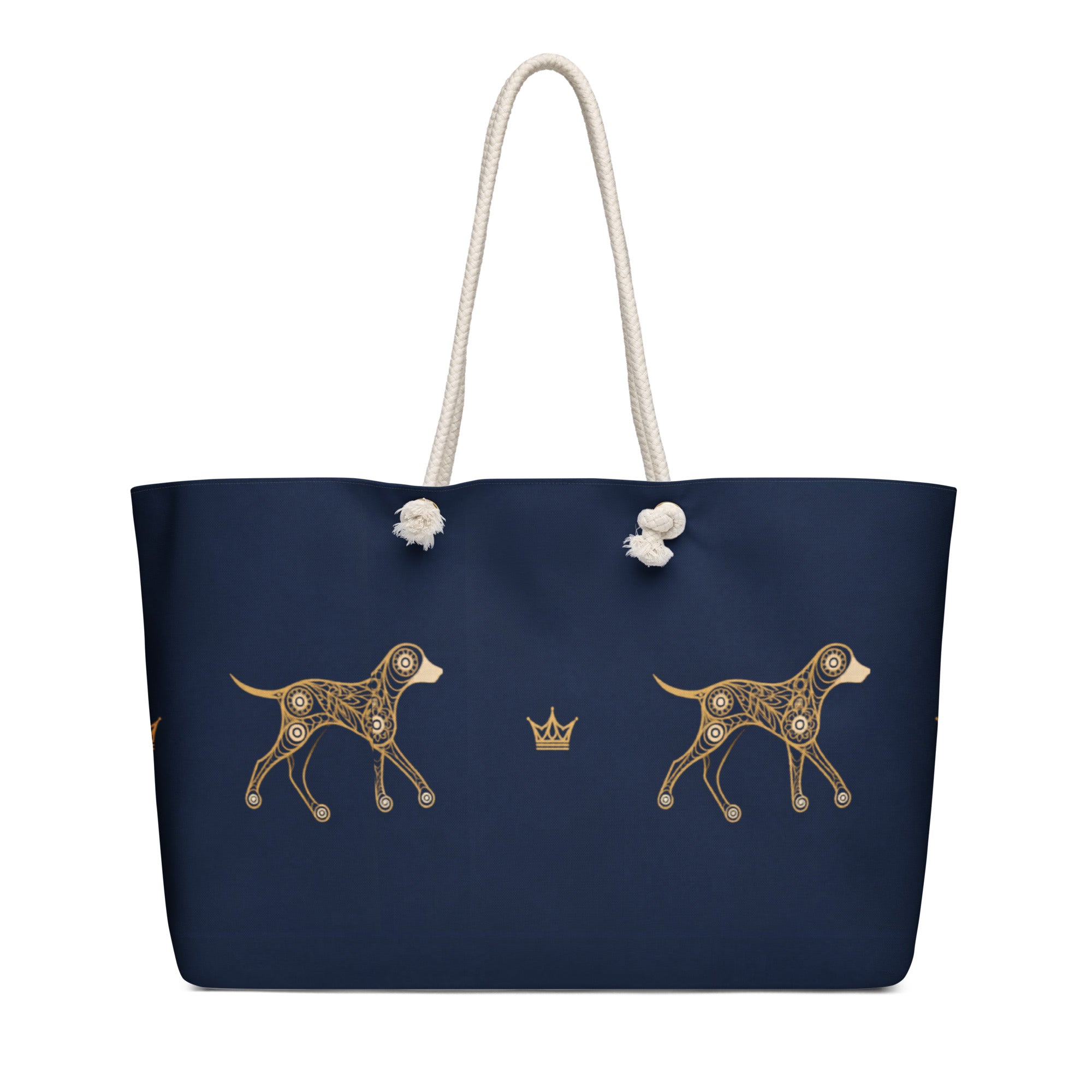 Uncommon Luxe Navy Dog illusion -Crown Extra Large Weekender Tote Bag