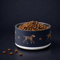 Uncommon Luxe Navy & Gold Dog Pattern 18 oz Stainless Steel Dog Bowl