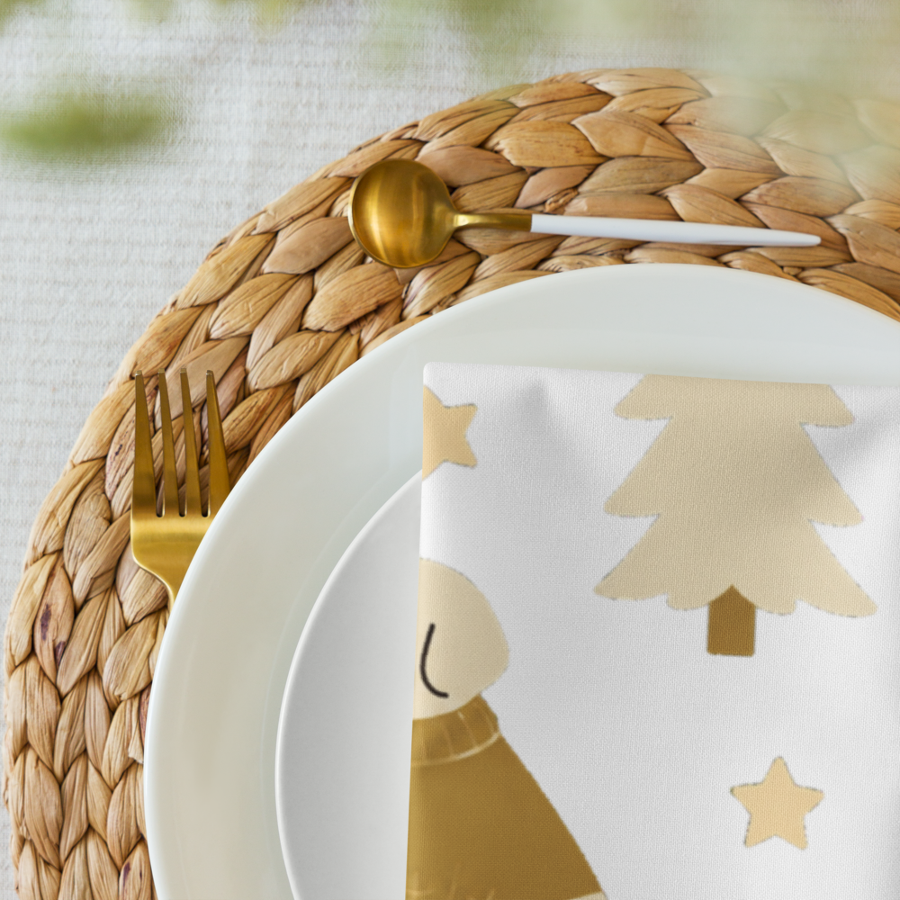 A very Canine Christmas | Cloth Napkin Set of 4 White and Gold
