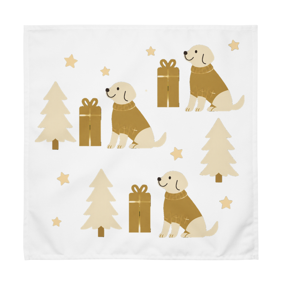 A very Canine Christmas | Cloth Napkin Set of 4 White and Gold