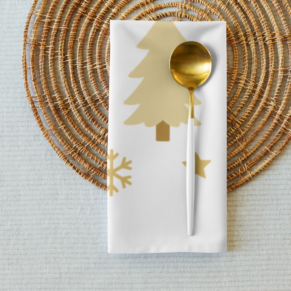A very Canine Christmas | Cloth Napkin Set of 4 White and Gold