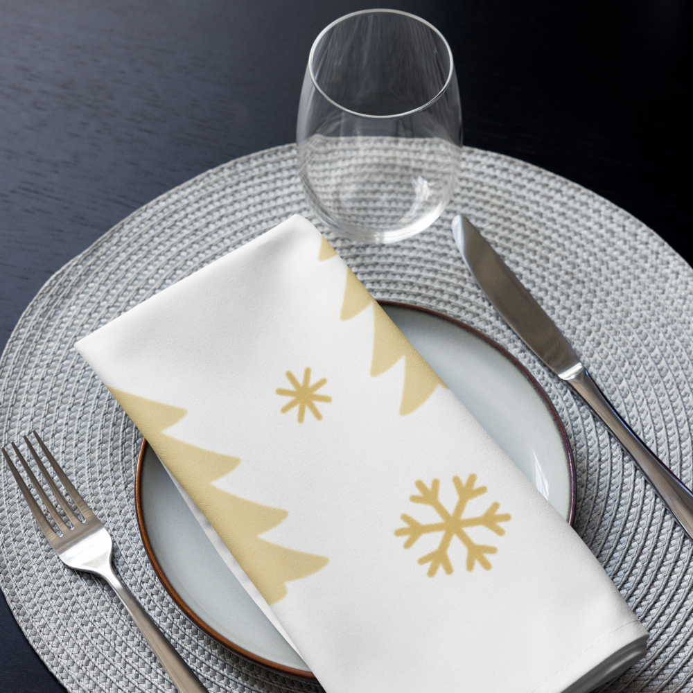 A very Canine Christmas | Cloth Napkin Set of 4 White and Gold